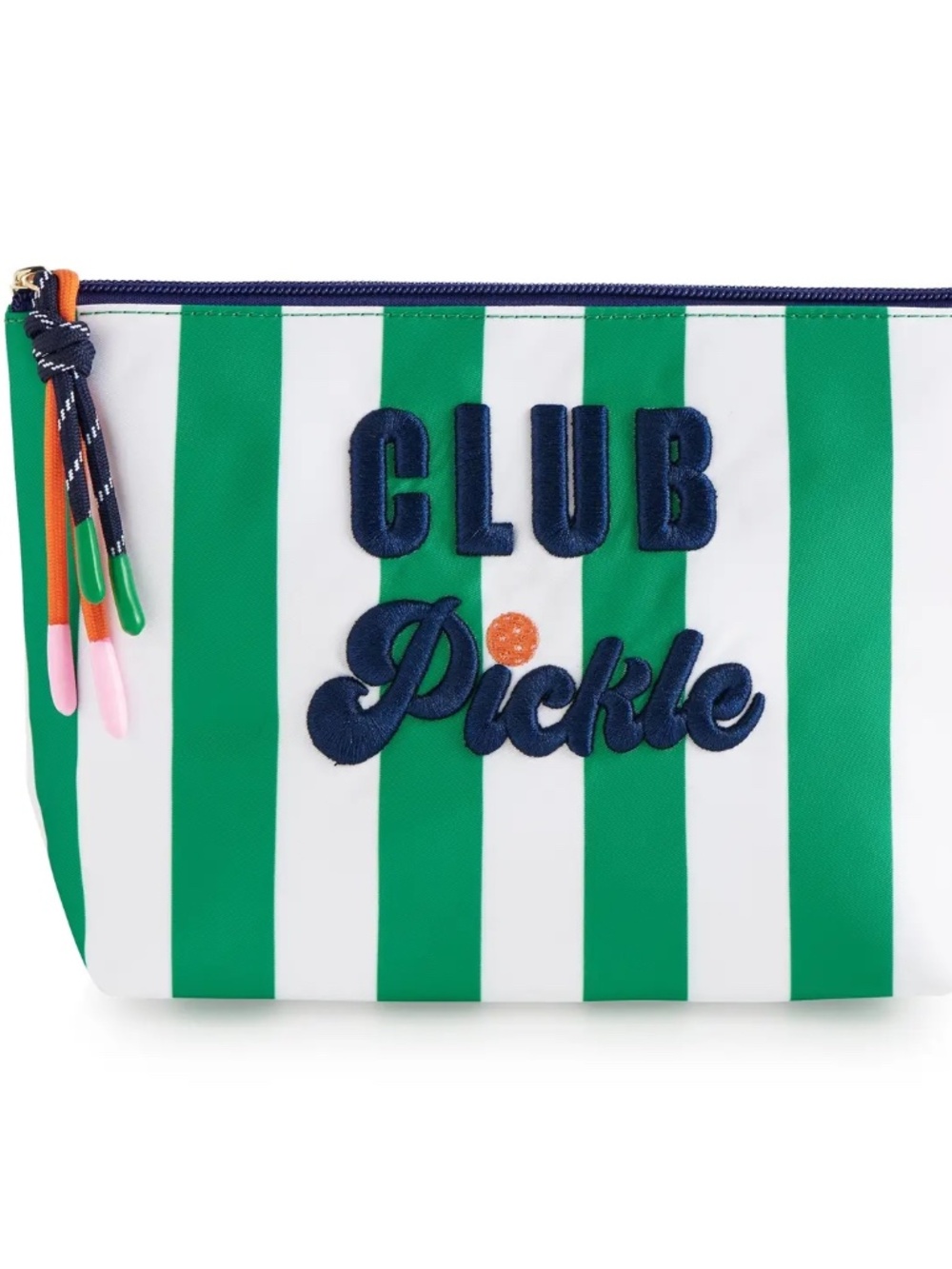 New Shiraleah "Club Pickle" Striped Large‎ Zip Pouch
